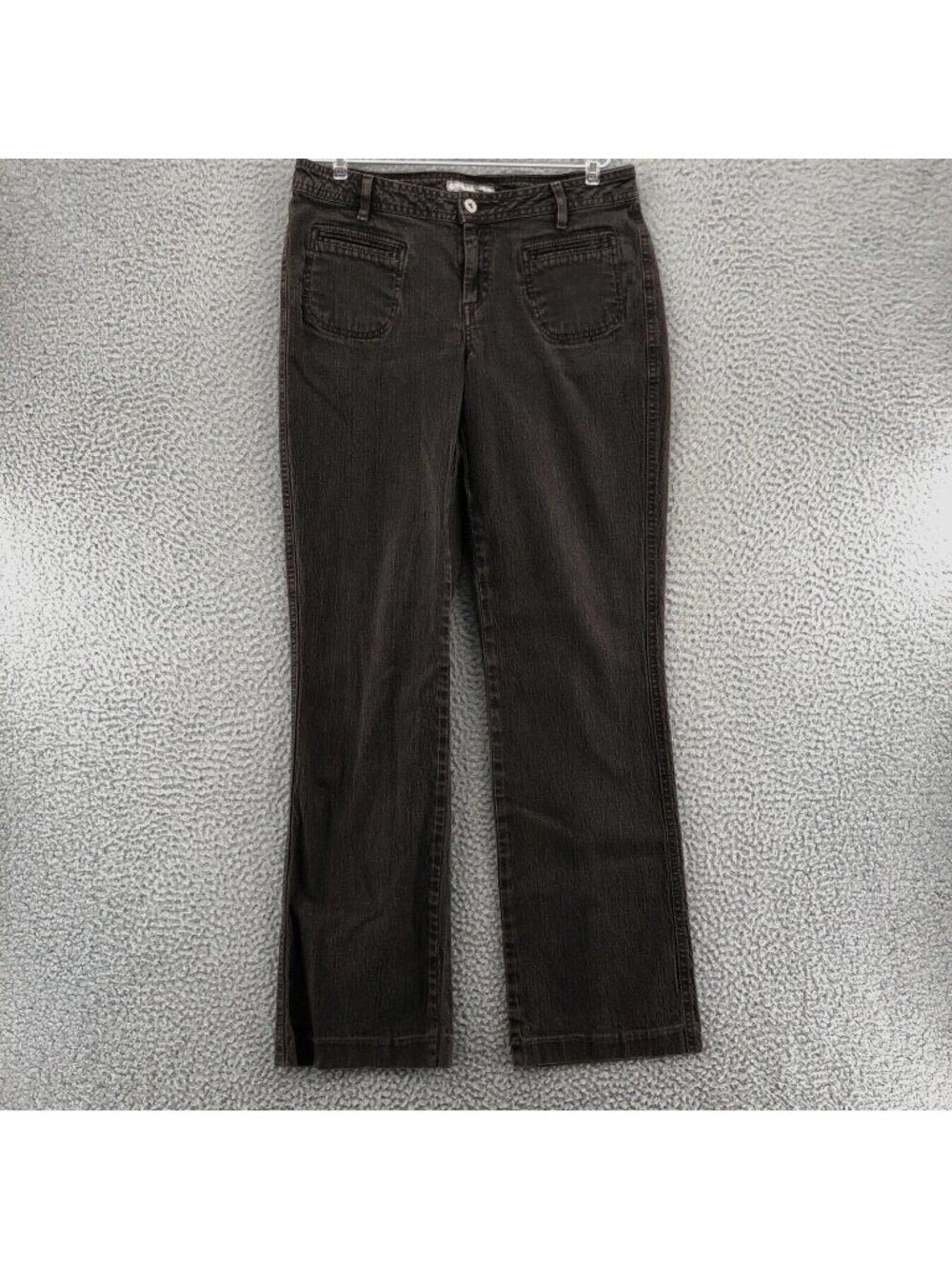Chicos Jeans Women 0 US 4 Brown Platinum Denim Cotton Stretch Straight Pockets
